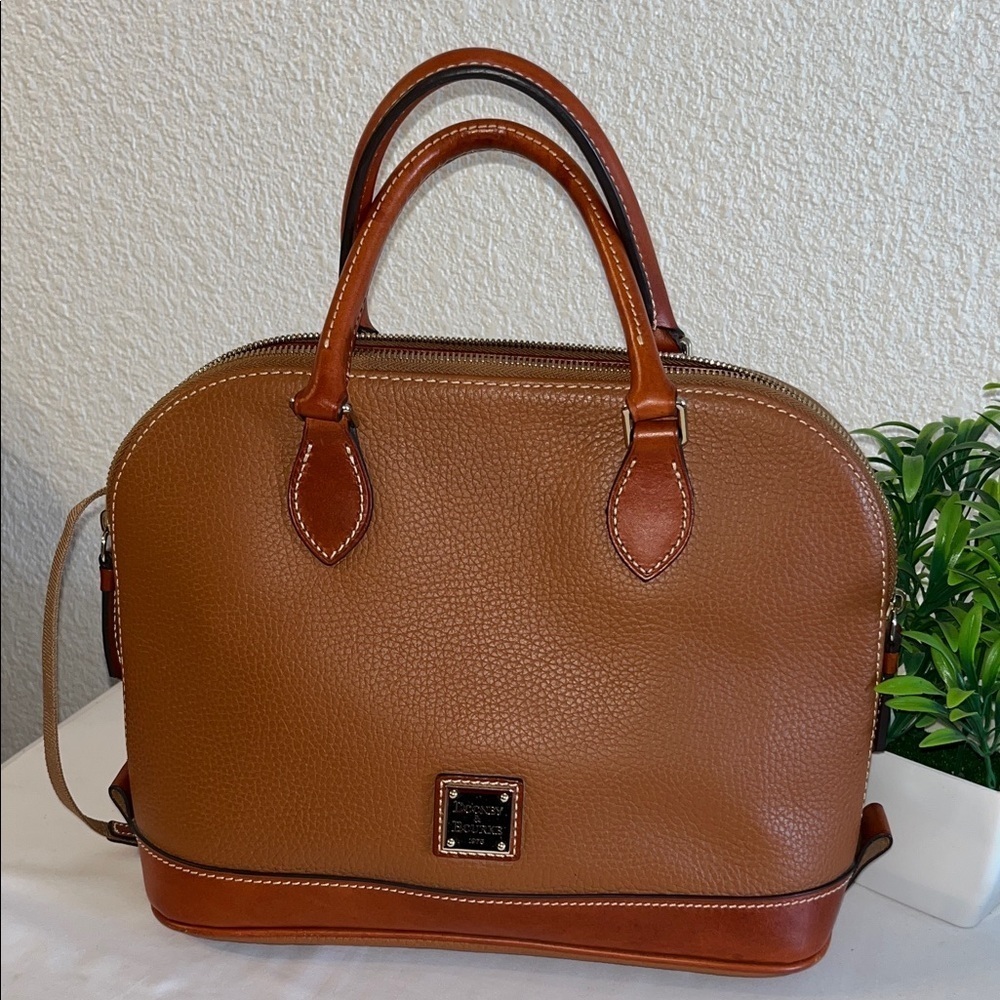Dooney & Bourke Brown Leather Satchel used good condition